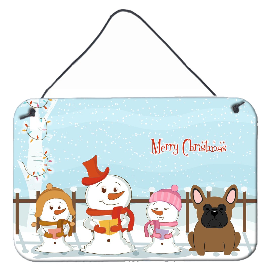 Merry Christmas Carolers French Bulldog Brown Wall or Door Hanging Prints BB2344DS812 by Caroline&#39;s Treasures