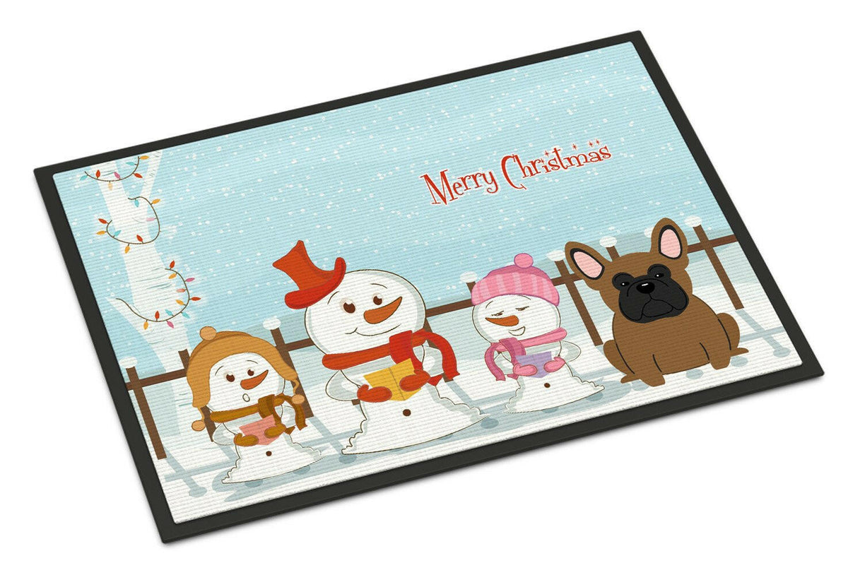 Merry Christmas Carolers French Bulldog Brown Indoor or Outdoor Mat 18x27 BB2344MAT - the-store.com