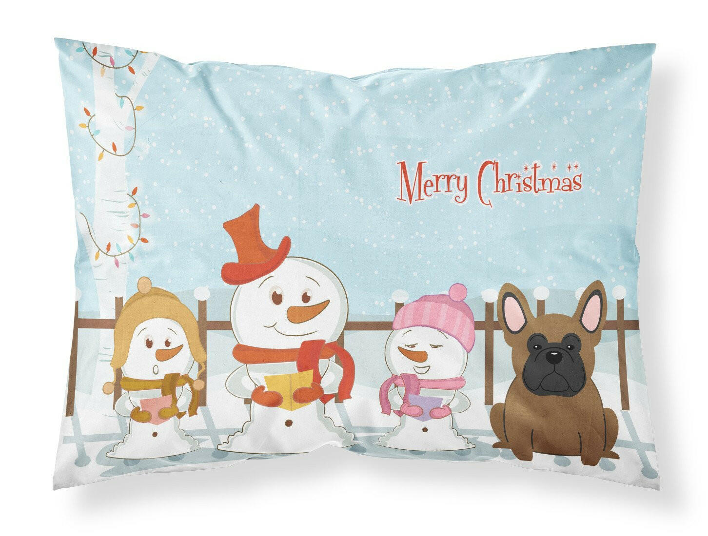 Merry Christmas Carolers French Bulldog Brown Fabric Standard Pillowcase BB2344PILLOWCASE by Caroline's Treasures