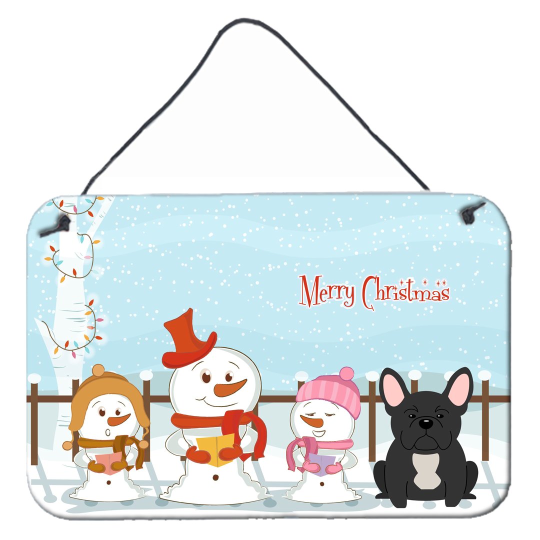 Merry Christmas Carolers French Bulldog Black Wall or Door Hanging Prints BB2345DS812 by Caroline&#39;s Treasures