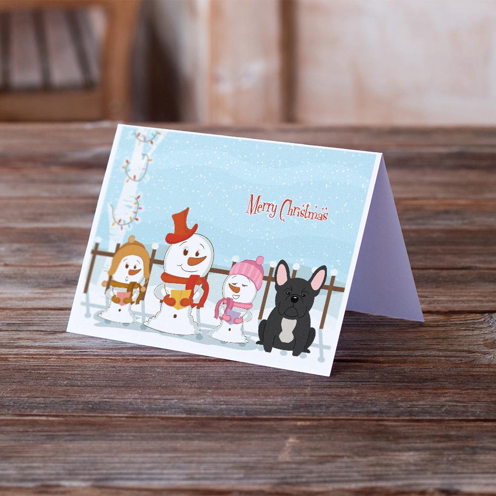 Buy this Merry Christmas Carolers French Bulldog Black Greeting Cards and Envelopes Pack of 8