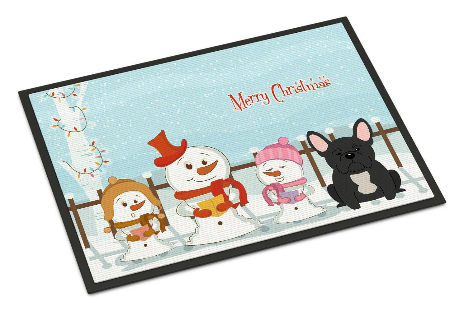 Merry Christmas Carolers French Bulldog Black Indoor or Outdoor Mat 18x27 BB2345MAT - the-store.com