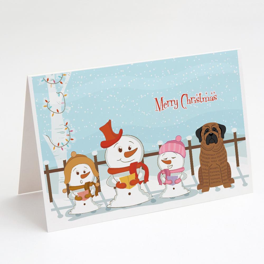 Buy this Merry Christmas Carolers Mastiff Brindle Greeting Cards and Envelopes Pack of 8