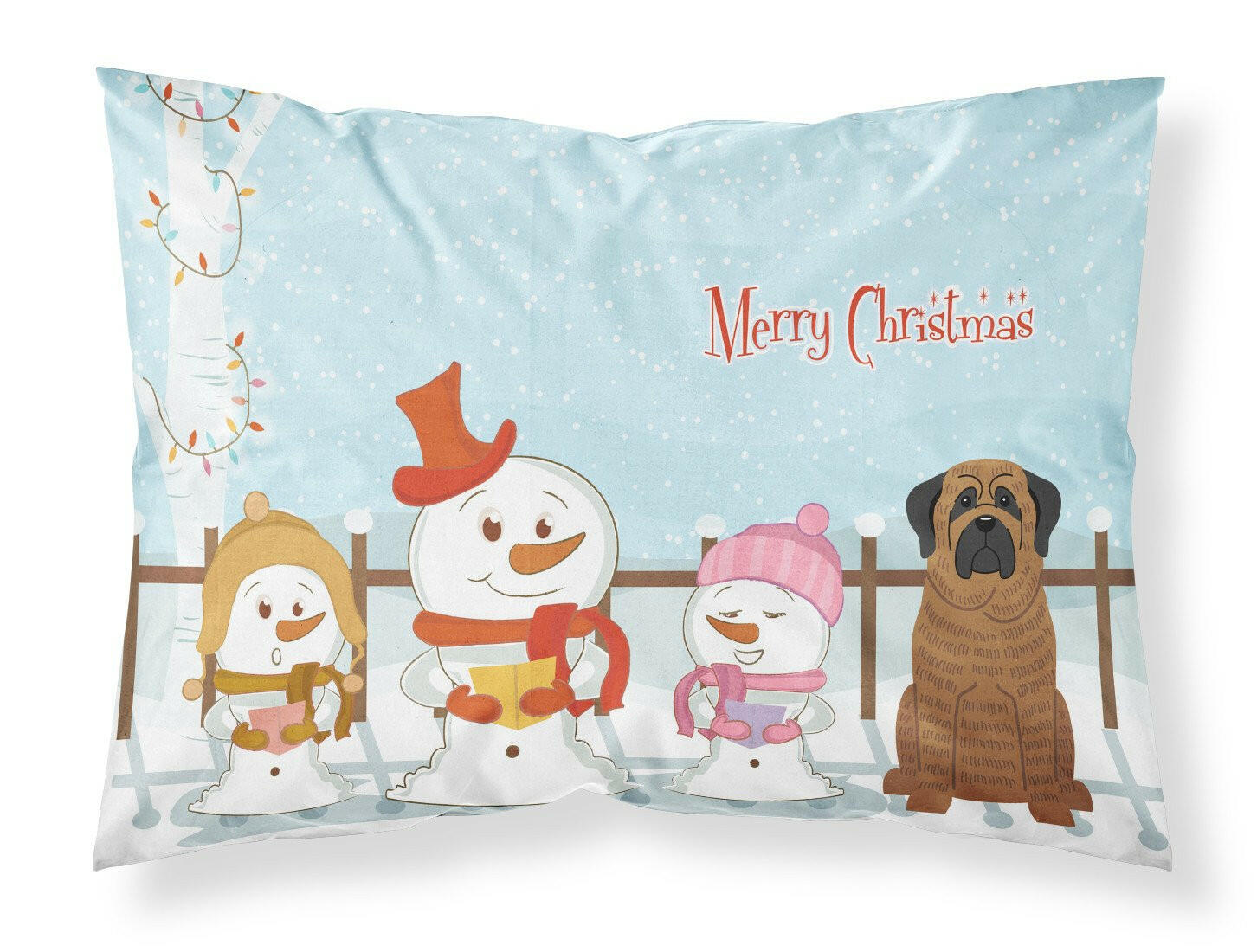 Merry Christmas Carolers Mastiff Brindle Fabric Standard Pillowcase BB2346PILLOWCASE by Caroline's Treasures