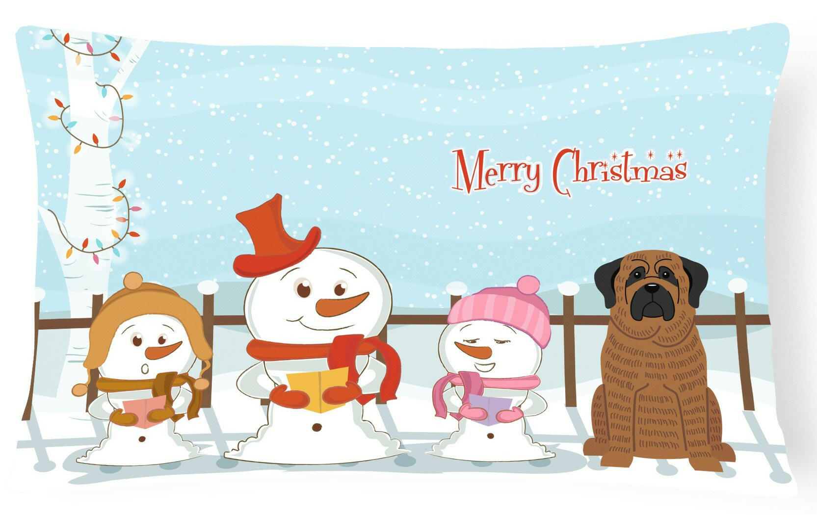 Merry Christmas Carolers Mastiff Brindle Canvas Fabric Decorative Pillow BB2346PW1216 by Caroline's Treasures