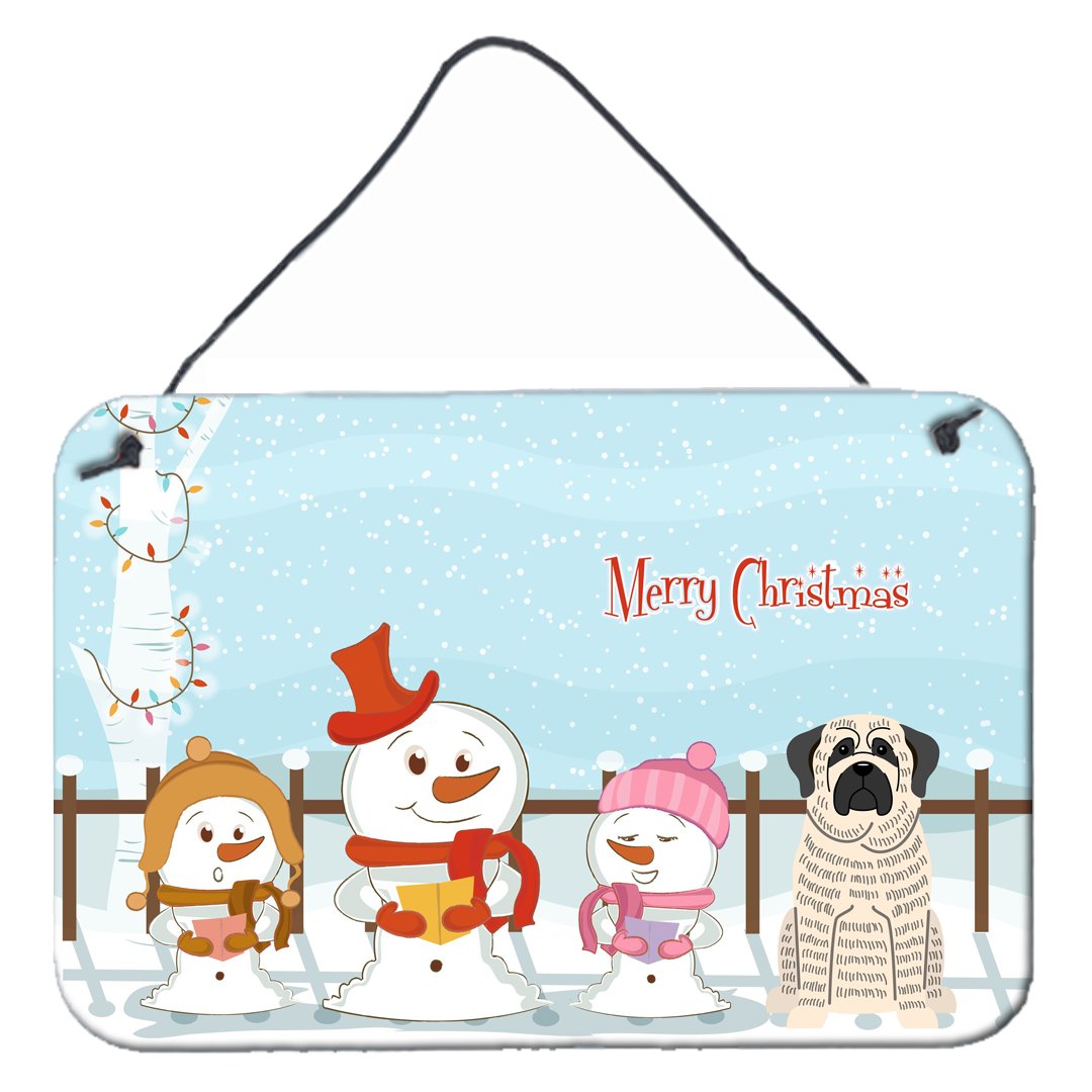 Merry Christmas Carolers Mastiff Brindle White Wall or Door Hanging Prints BB2347DS812 by Caroline&#39;s Treasures