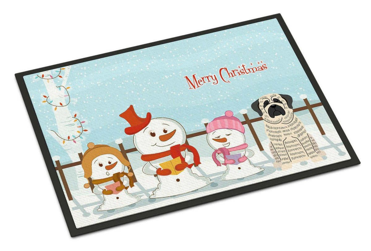 Merry Christmas Carolers Mastiff Brindle White Indoor or Outdoor Mat 24x36 BB2347JMAT - the-store.com