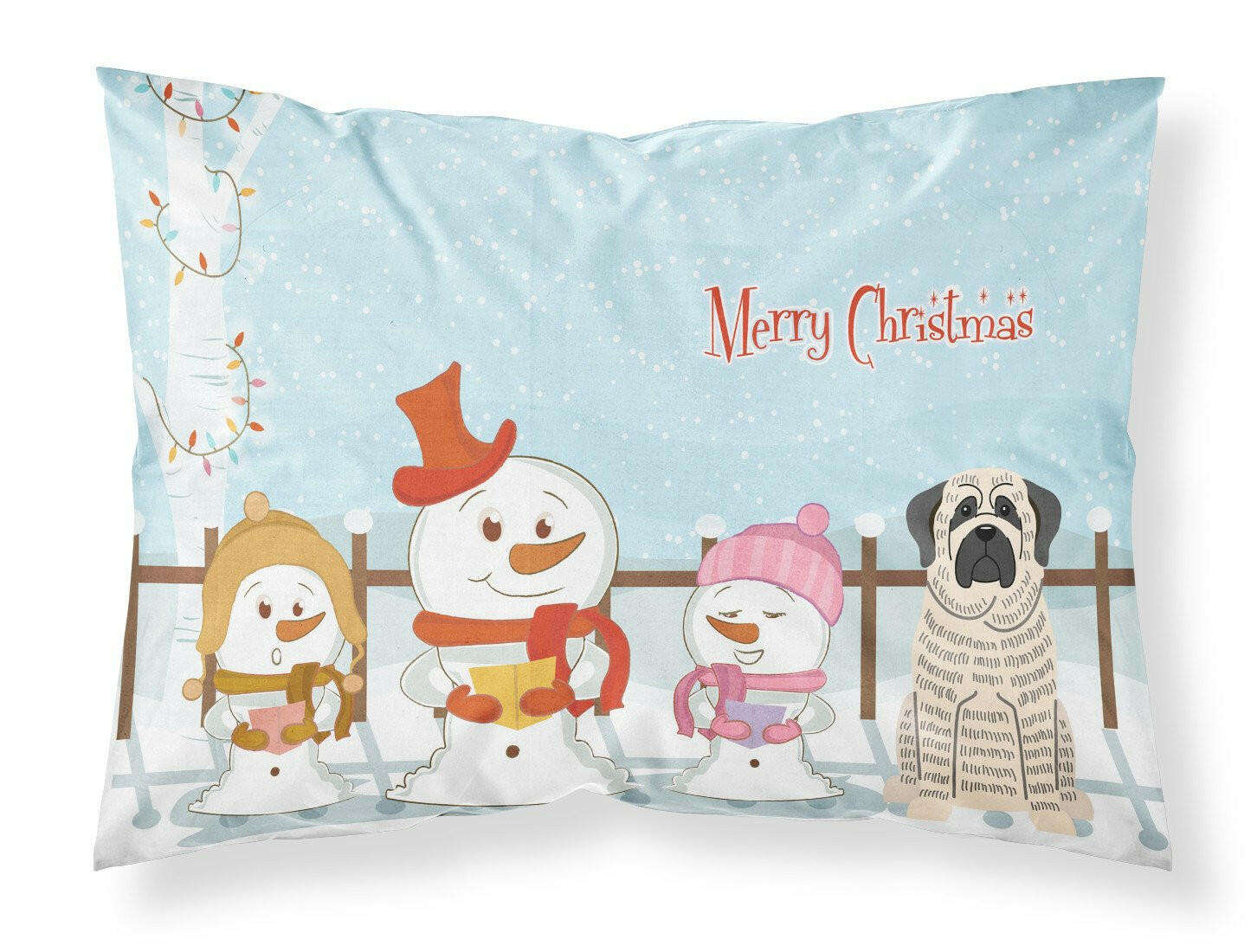 Merry Christmas Carolers Mastiff Brindle White Fabric Standard Pillowcase BB2347PILLOWCASE by Caroline's Treasures