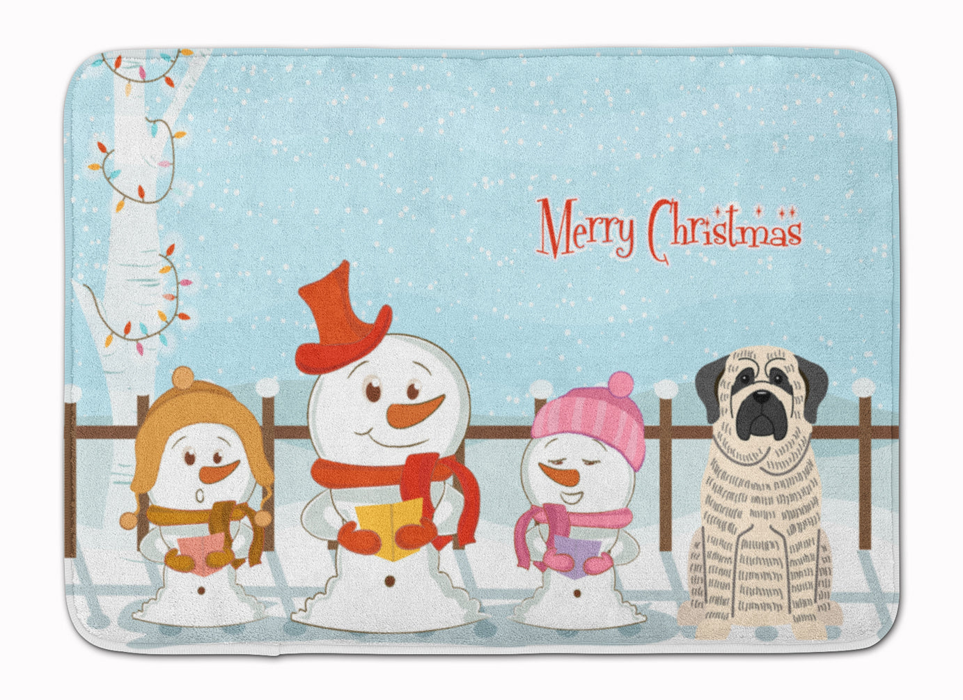 Merry Christmas Carolers Mastiff Brindle White Machine Washable Memory Foam Mat BB2347RUG - the-store.com