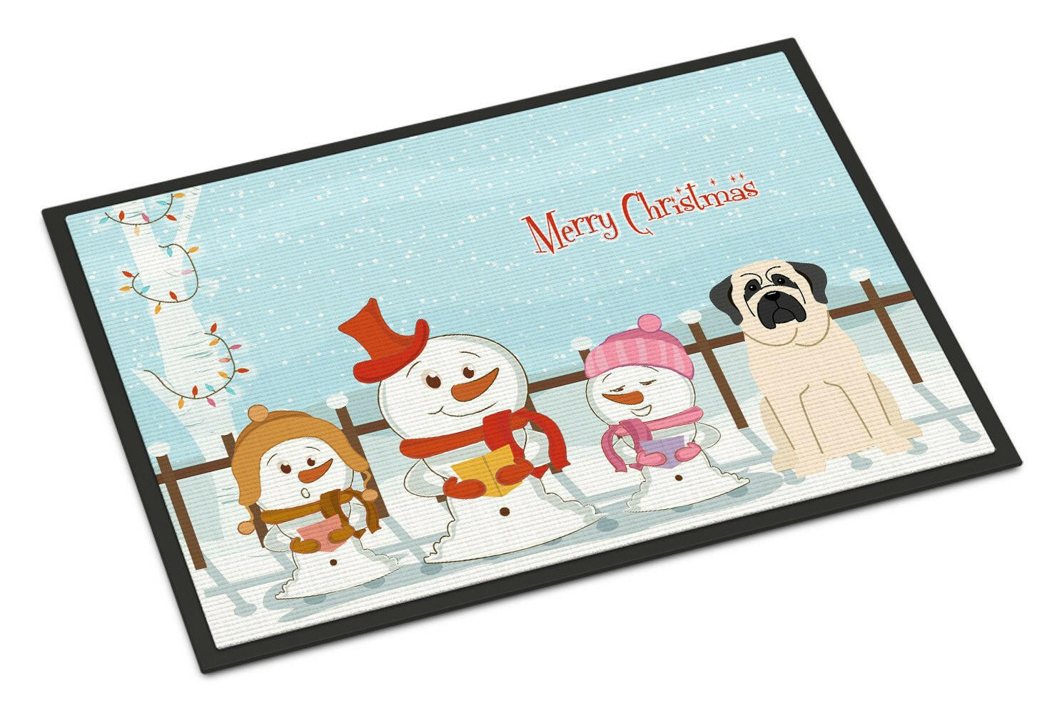 Merry Christmas Carolers Mastiff White Indoor or Outdoor Mat 18x27 BB2348MAT - the-store.com