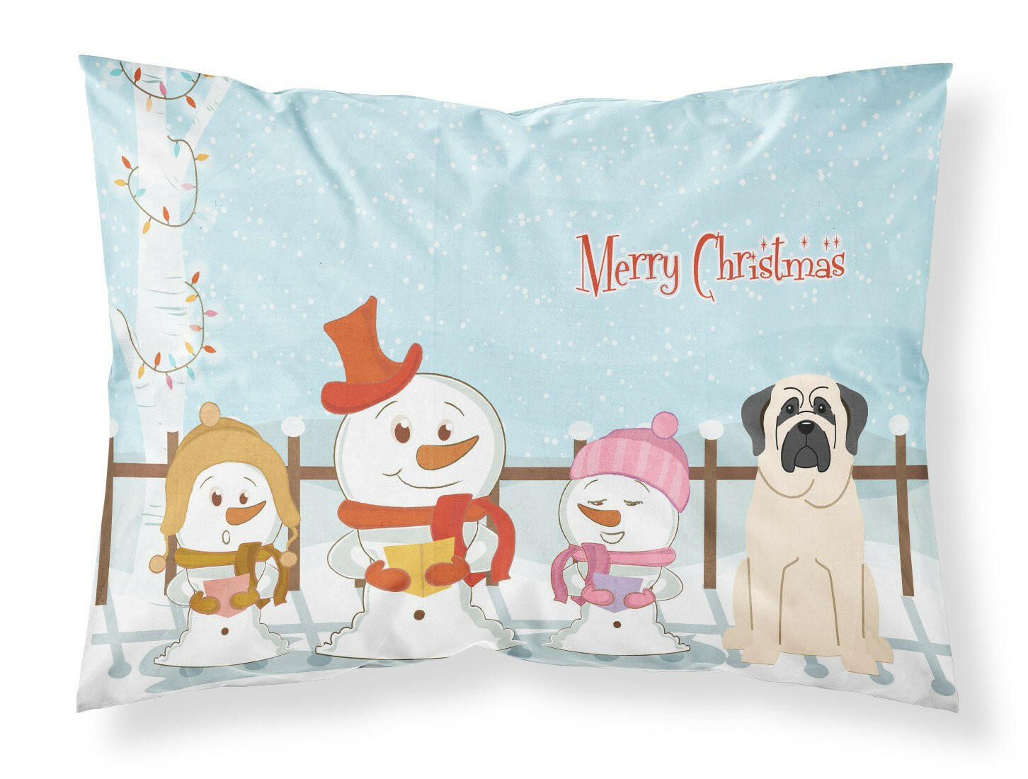 Merry Christmas Carolers Mastiff White Fabric Standard Pillowcase BB2348PILLOWCASE by Caroline's Treasures