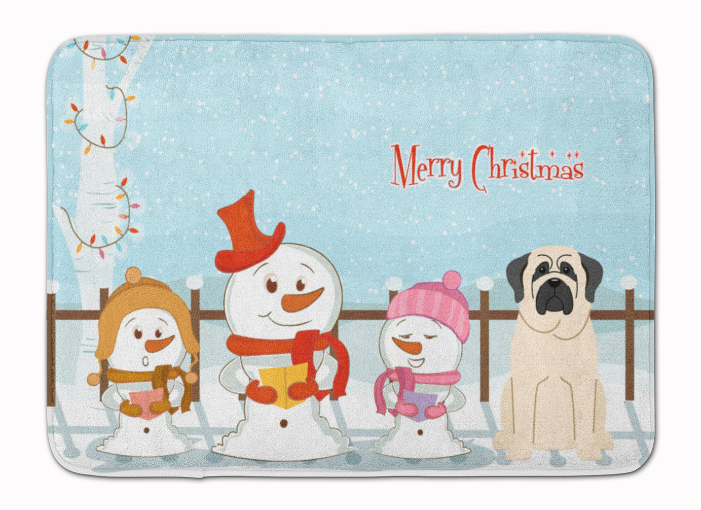 Merry Christmas Carolers Mastiff White Machine Washable Memory Foam Mat BB2348RUG - the-store.com