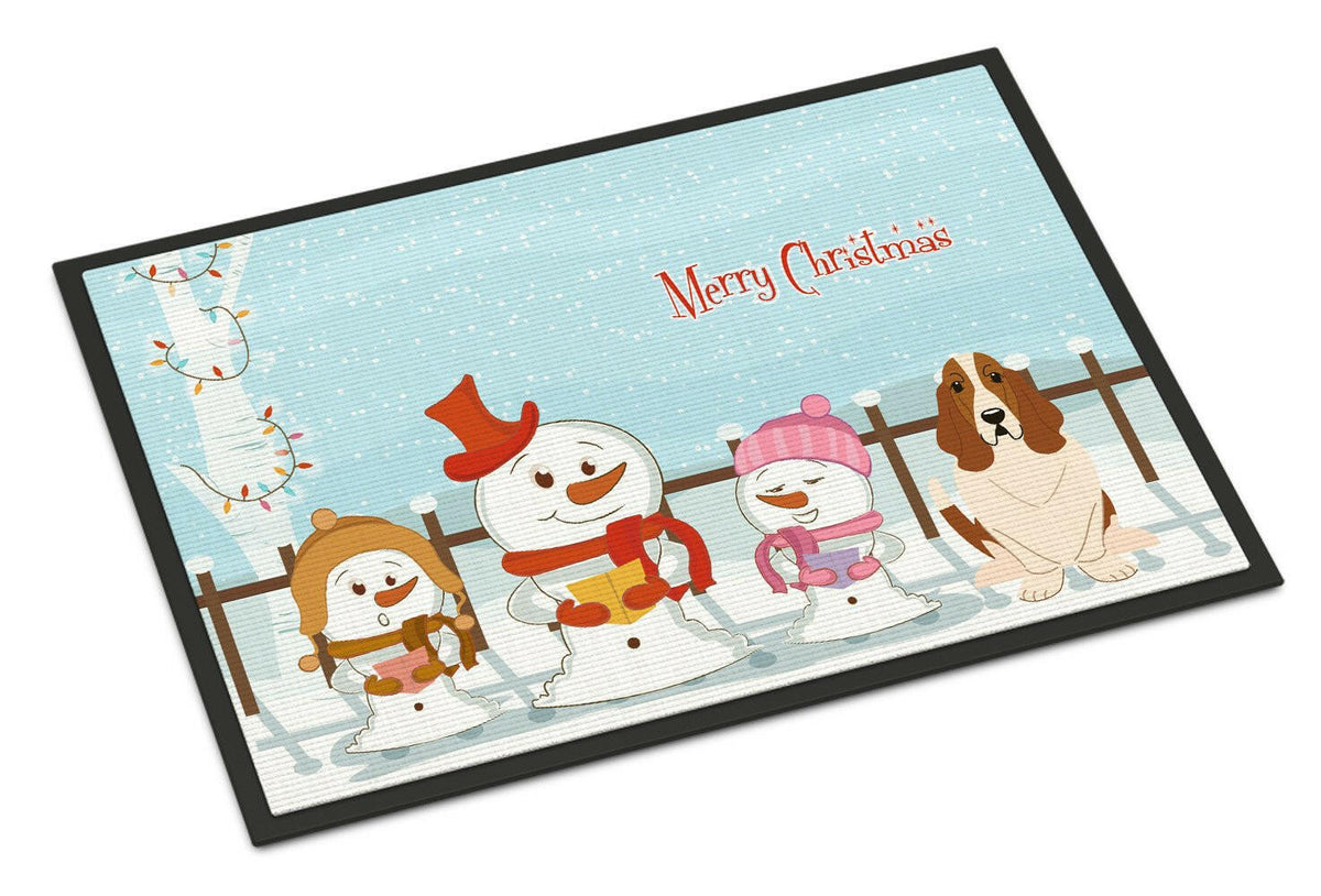 Merry Christmas Carolers Basset Hound Indoor or Outdoor Mat 18x27 BB2352MAT - the-store.com