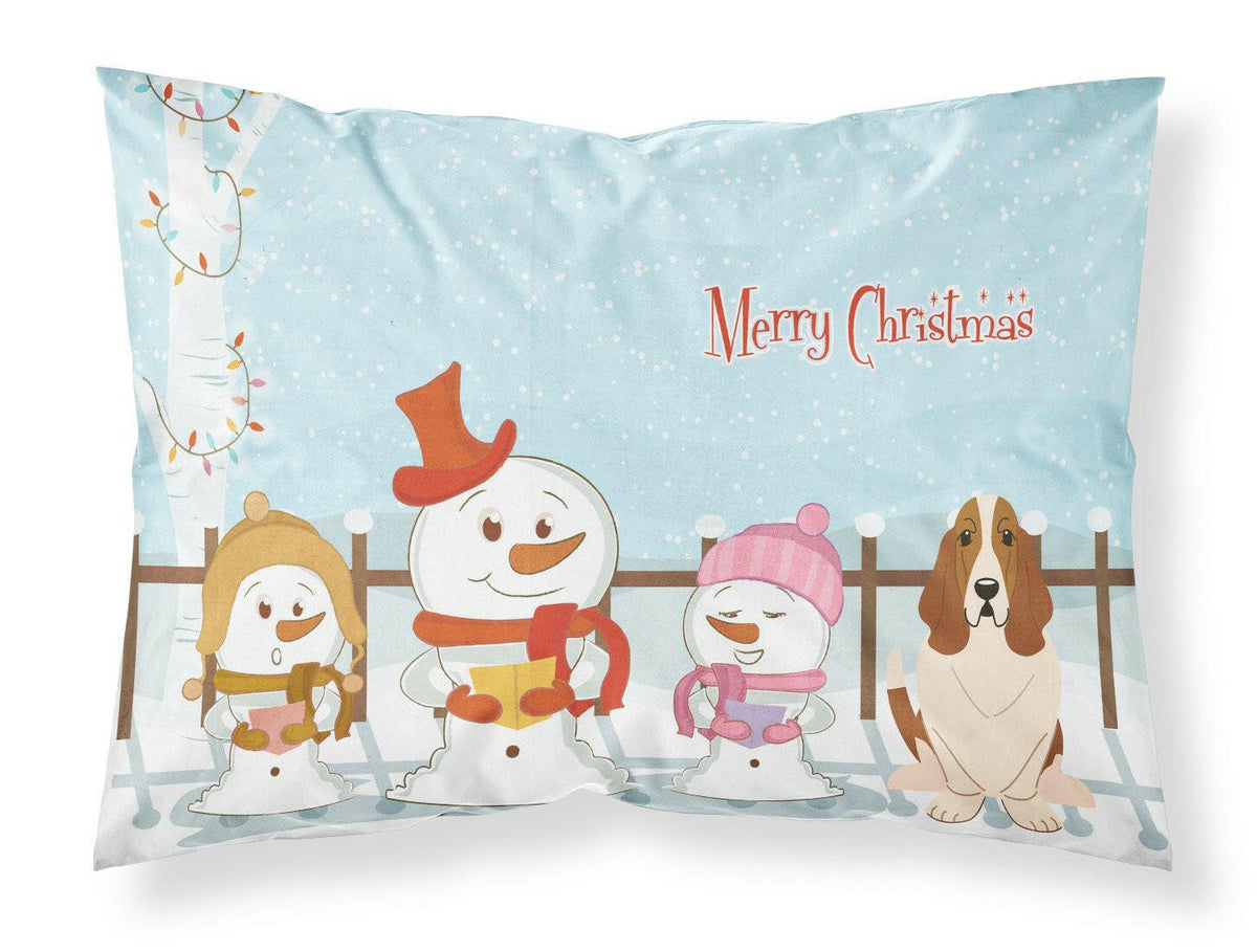 Merry Christmas Carolers Basset Hound Fabric Standard Pillowcase BB2352PILLOWCASE by Caroline&#39;s Treasures