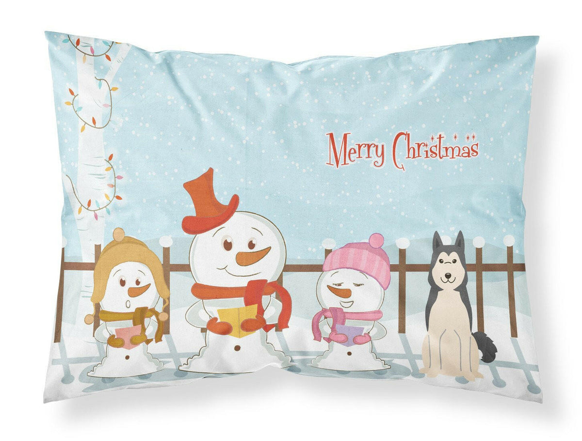 Merry Christmas Carolers West Siberian Laika Spitz Fabric Standard Pillowcase BB2356PILLOWCASE by Caroline&#39;s Treasures
