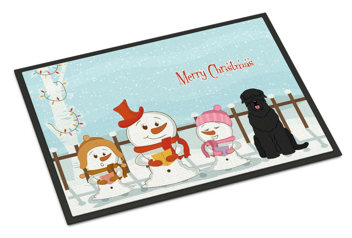 Merry Christmas Carolers Black Russian Terrier Indoor or Outdoor Mat 24x36 BB2357JMAT - the-store.com