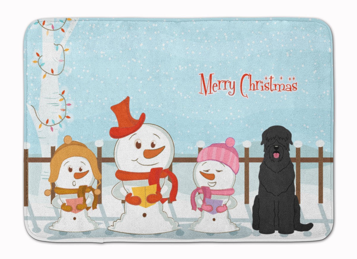 Merry Christmas Carolers Black Russian Terrier Machine Washable Memory Foam Mat BB2357RUG - the-store.com