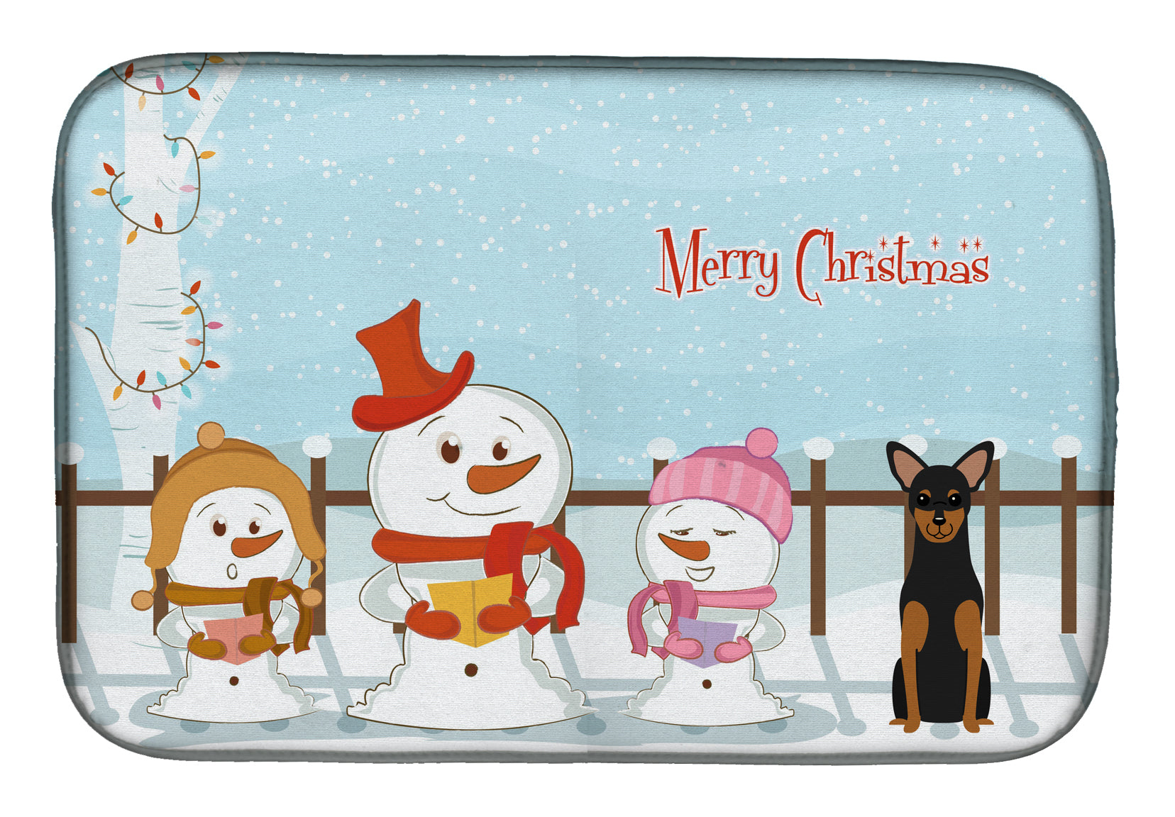 Merry Christmas Carolers Manchester Terrier Dish Drying Mat BB2359DDM  the-store.com.