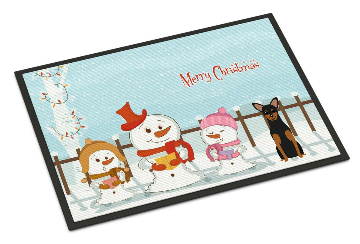 Merry Christmas Carolers Manchester Terrier Indoor or Outdoor Mat 18x27 BB2359MAT - the-store.com