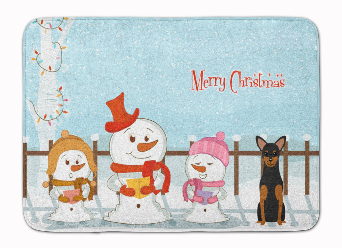 Merry Christmas Carolers Manchester Terrier Machine Washable Memory Foam Mat BB2359RUG - the-store.com