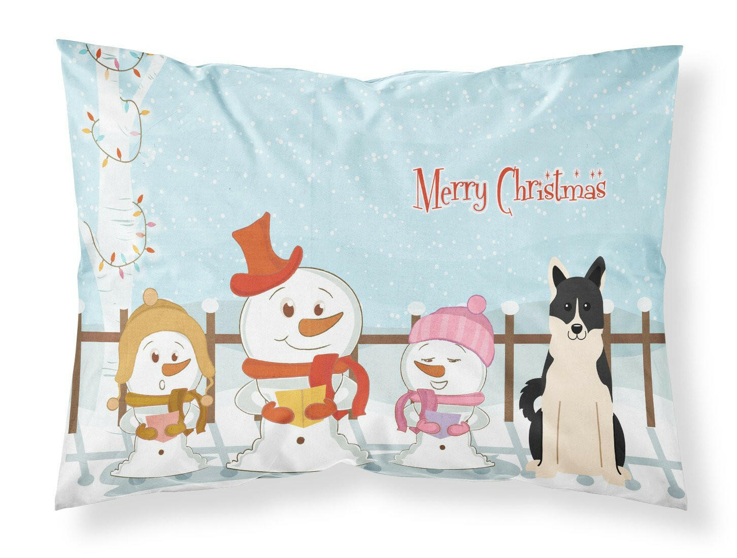 Merry Christmas Carolers Russo-European Laika Spitz Fabric Standard Pillowcase BB2360PILLOWCASE by Caroline's Treasures