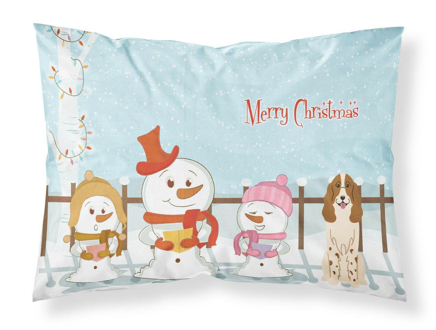 Merry Christmas Carolers Russian Spaniel Fabric Standard Pillowcase BB2362PILLOWCASE by Caroline's Treasures