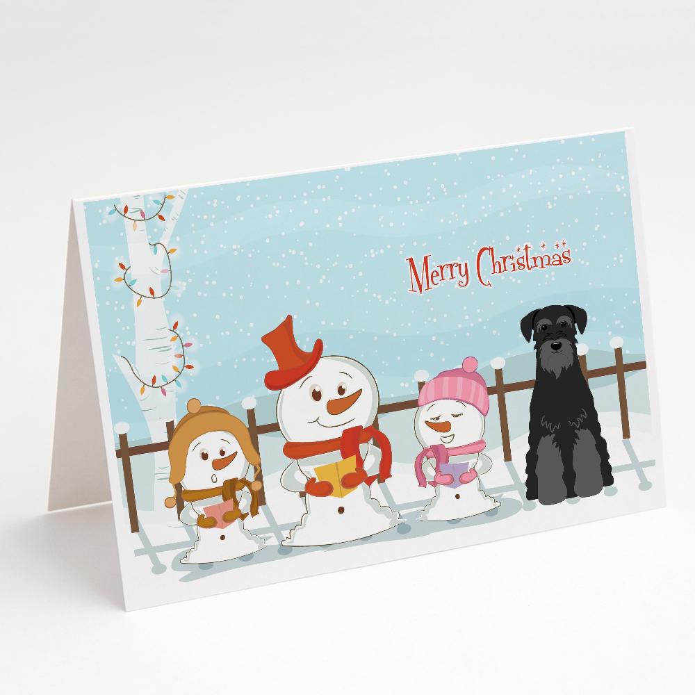 Buy this Merry Christmas Carolers Standard Schnauzer Black Greeting Cards and Envelopes Pack of 8