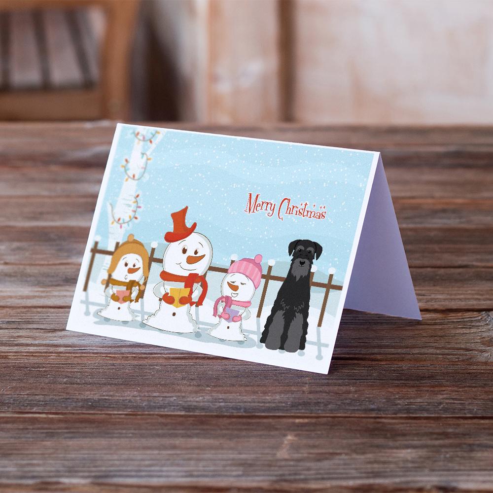 Merry Christmas Carolers Standard Schnauzer Black Greeting Cards and Envelopes Pack of 8 - the-store.com