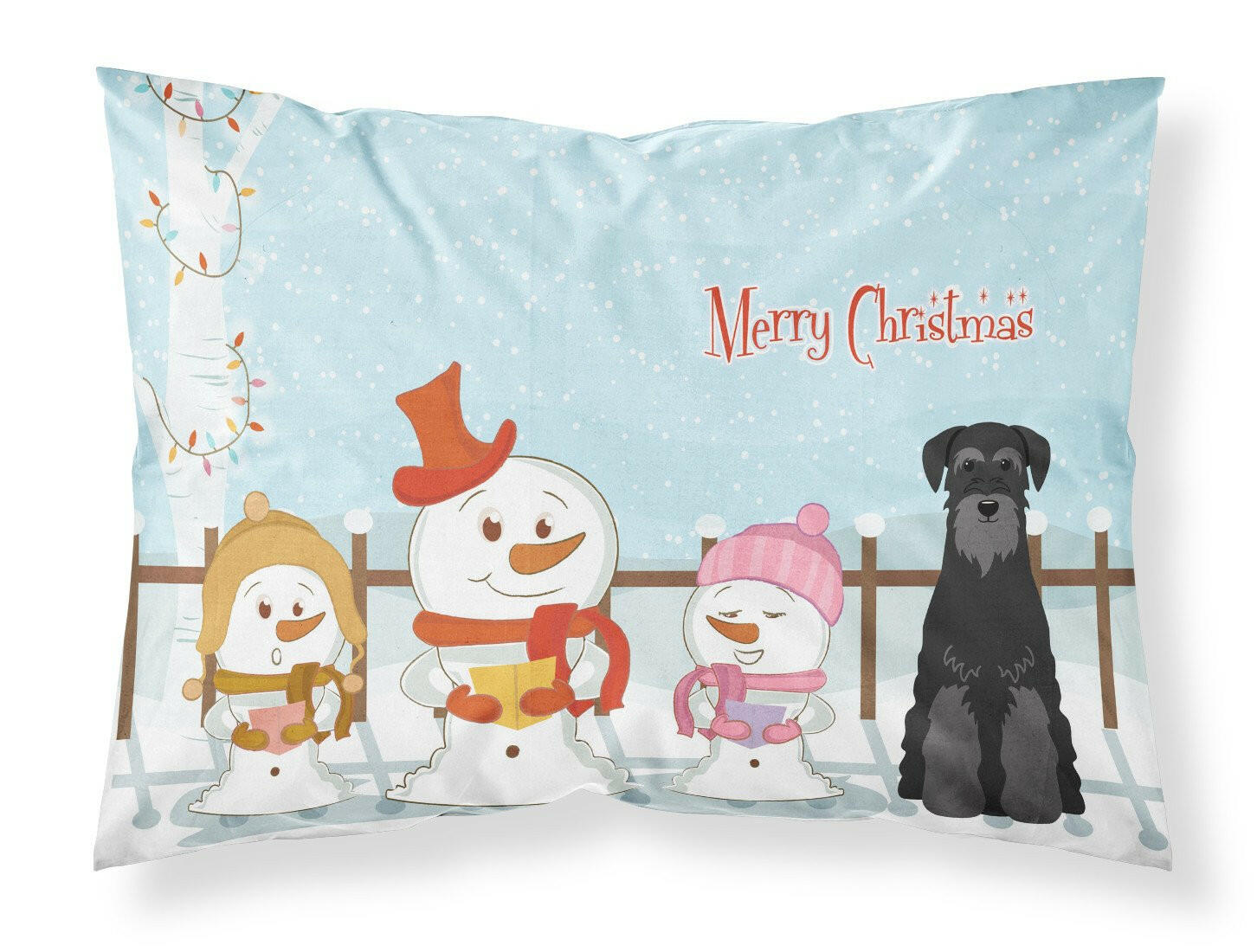 Merry Christmas Carolers Standard Schnauzer Black Fabric Standard Pillowcase BB2363PILLOWCASE by Caroline's Treasures