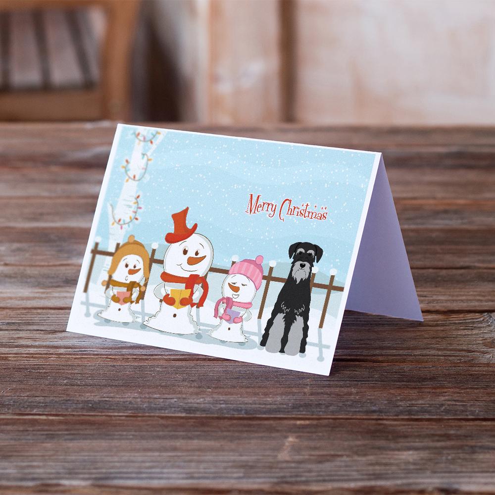 Merry Christmas Carolers Standard Schnauzer Black Grey Greeting Cards and Envelopes Pack of 8 - the-store.com