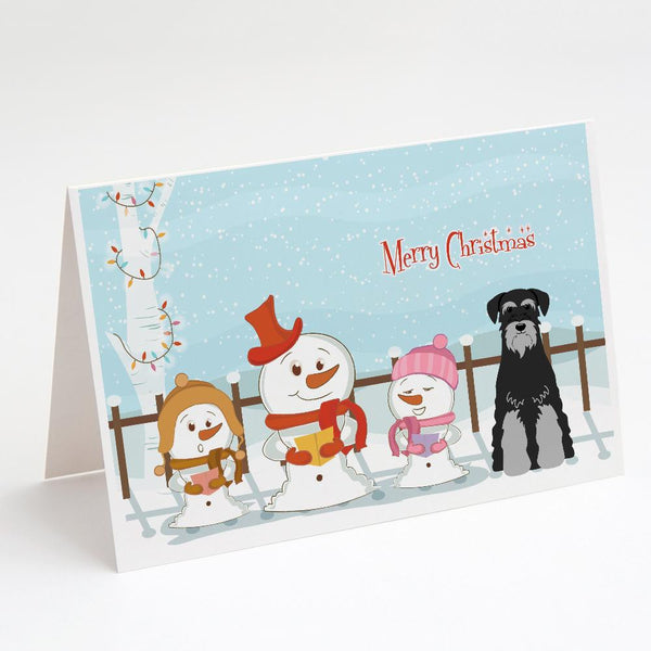 Buy this Merry Christmas Carolers Standard Schnauzer Black Grey Greeting Cards and Envelopes Pack of 8
