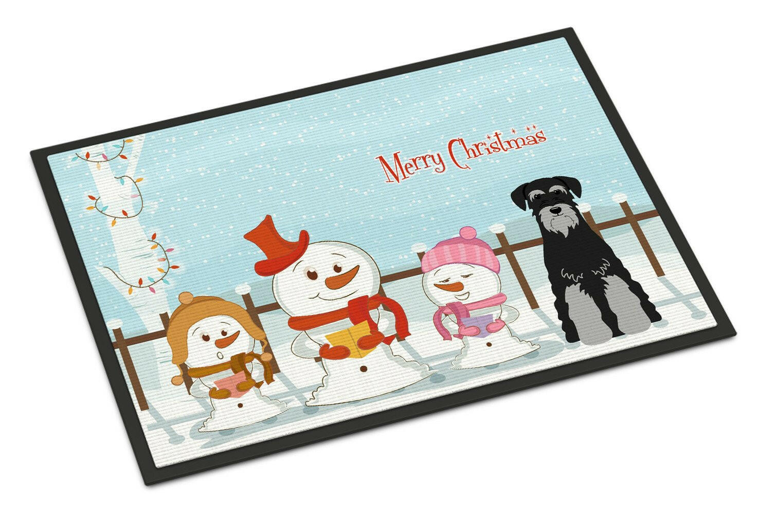 Merry Christmas Carolers Standard Schnauzer Black Grey Indoor or Outdoor Mat 24x36 BB2365JMAT - the-store.com