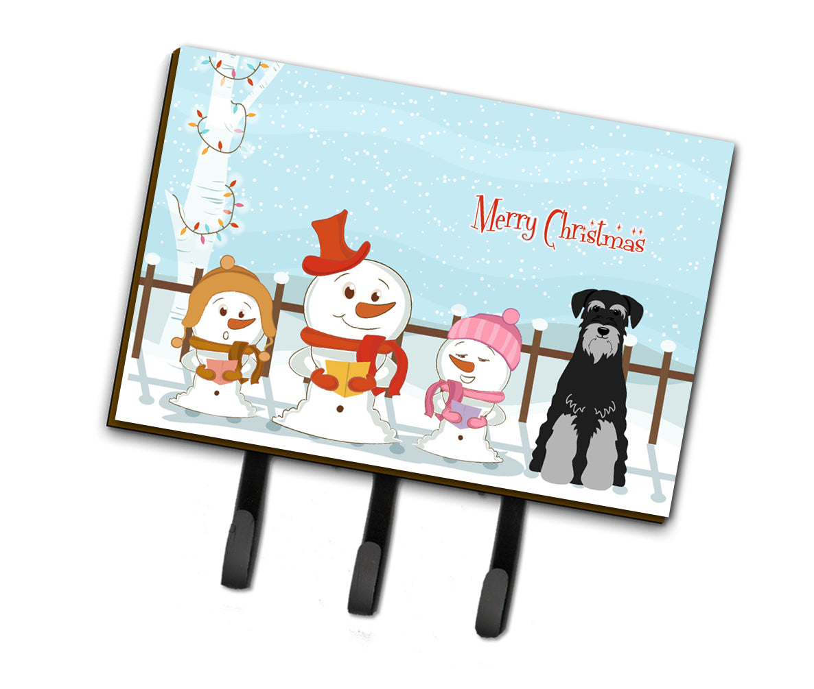 Merry Christmas Carolers Standard Schnauzer Black Grey Leash or Key Holder BB2365TH68