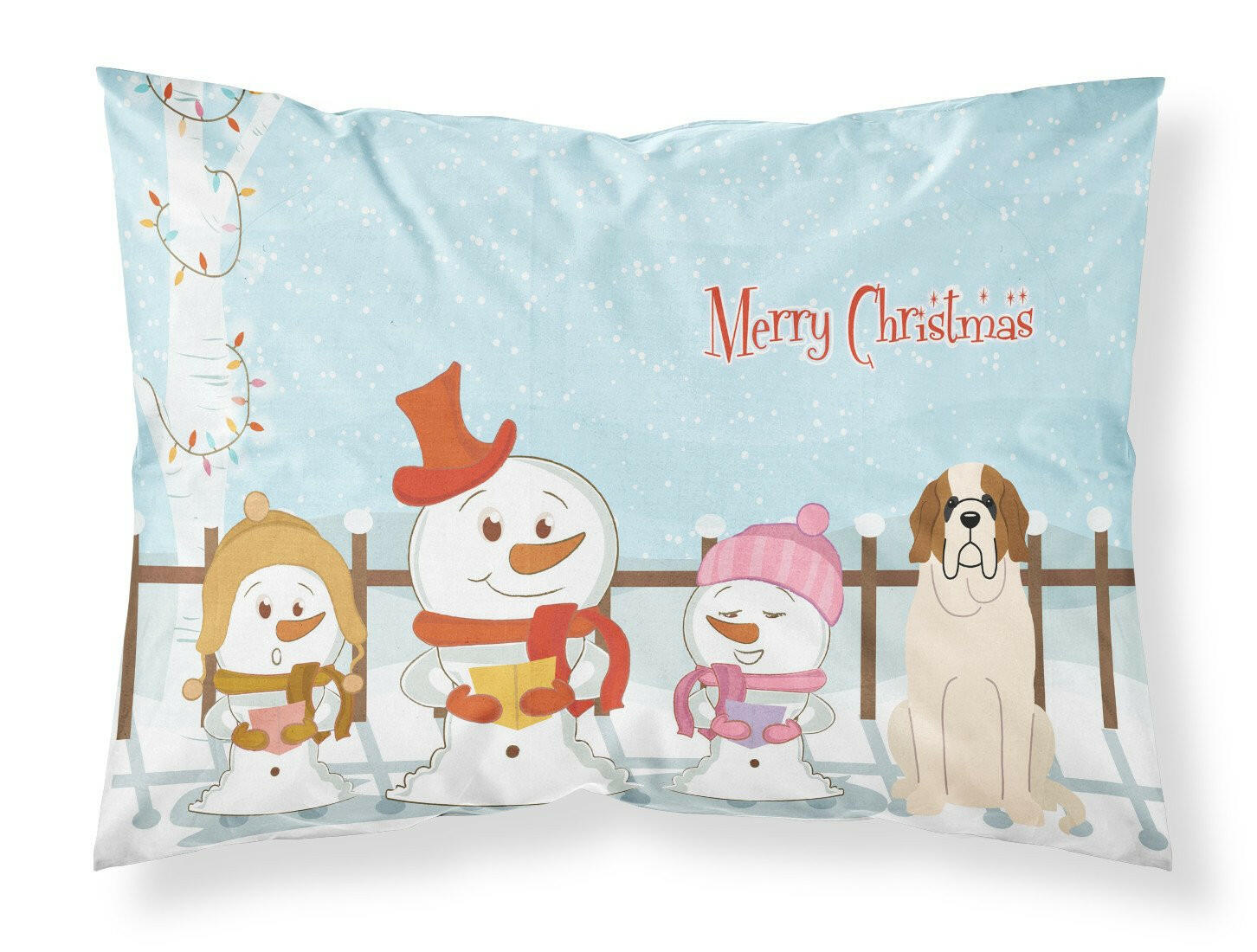 Merry Christmas Carolers Saint Bernard Fabric Standard Pillowcase BB2366PILLOWCASE by Caroline's Treasures