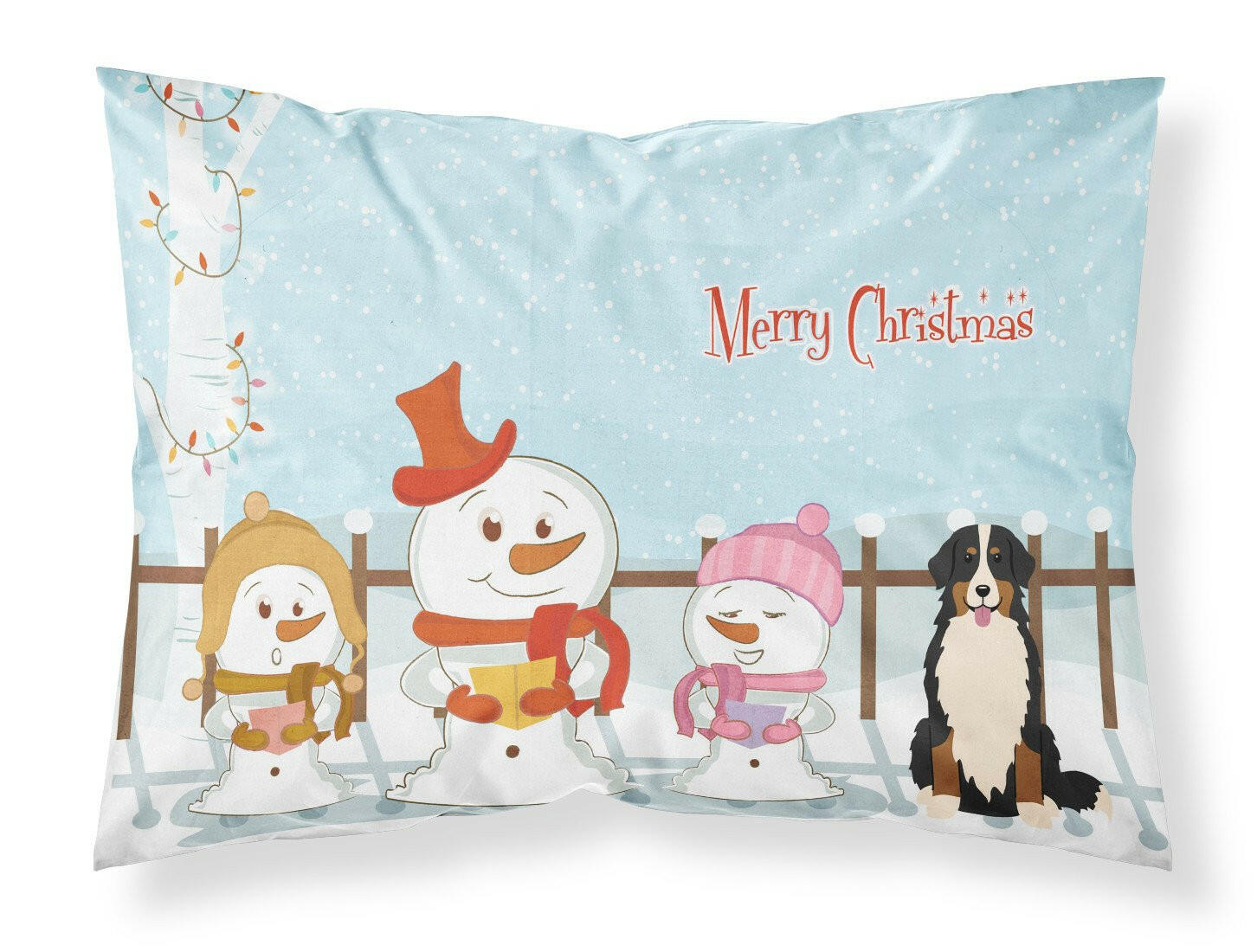 Merry Christmas Carolers Bernese Mountain Dog Fabric Standard Pillowcase BB2367PILLOWCASE by Caroline's Treasures