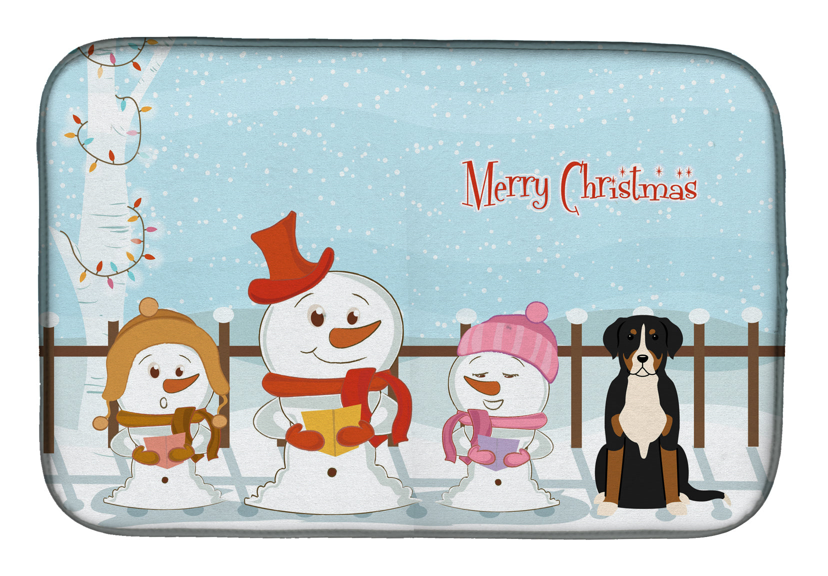 Merry Christmas Carolers Greater Swiss Mountain Dog Dish Drying Mat BB2368DDM  the-store.com.