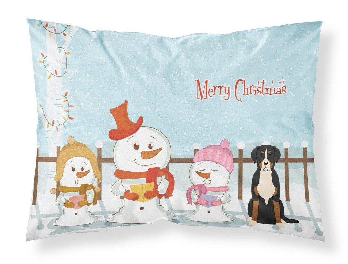 Merry Christmas Carolers Greater Swiss Mountain Dog Fabric Standard Pillowcase BB2368PILLOWCASE by Caroline&#39;s Treasures