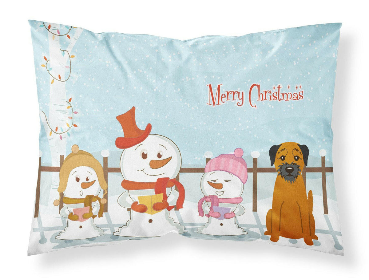 Merry Christmas Carolers Border Terrier Fabric Standard Pillowcase BB2370PILLOWCASE by Caroline&#39;s Treasures