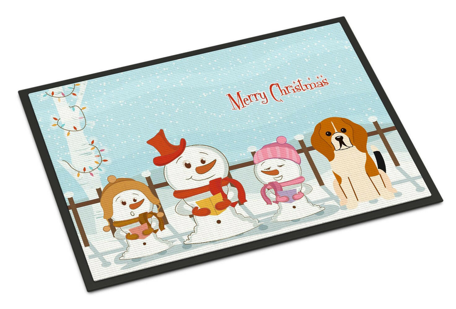 Merry Christmas Carolers Beagle Tricolor Indoor or Outdoor Mat 18x27 BB2371MAT - the-store.com
