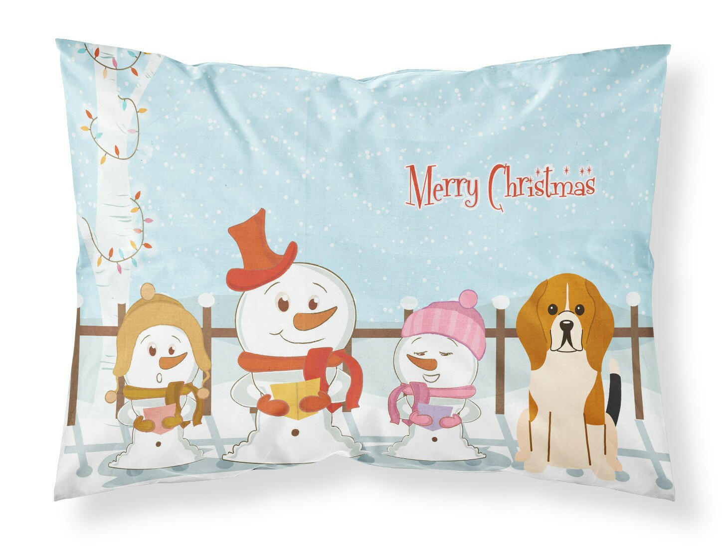 Merry Christmas Carolers Beagle Tricolor Fabric Standard Pillowcase BB2371PILLOWCASE by Caroline's Treasures