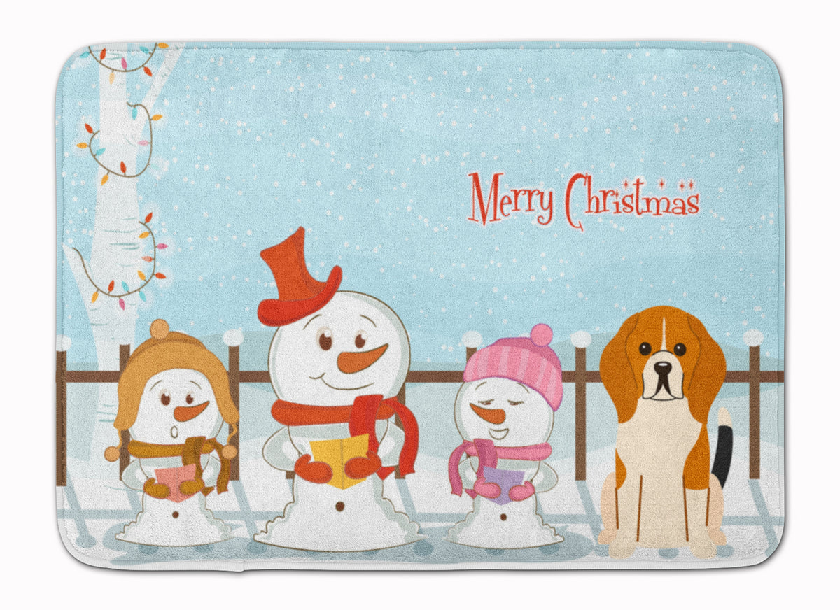 Merry Christmas Carolers Beagle Tricolor Machine Washable Memory Foam Mat BB2371RUG - the-store.com