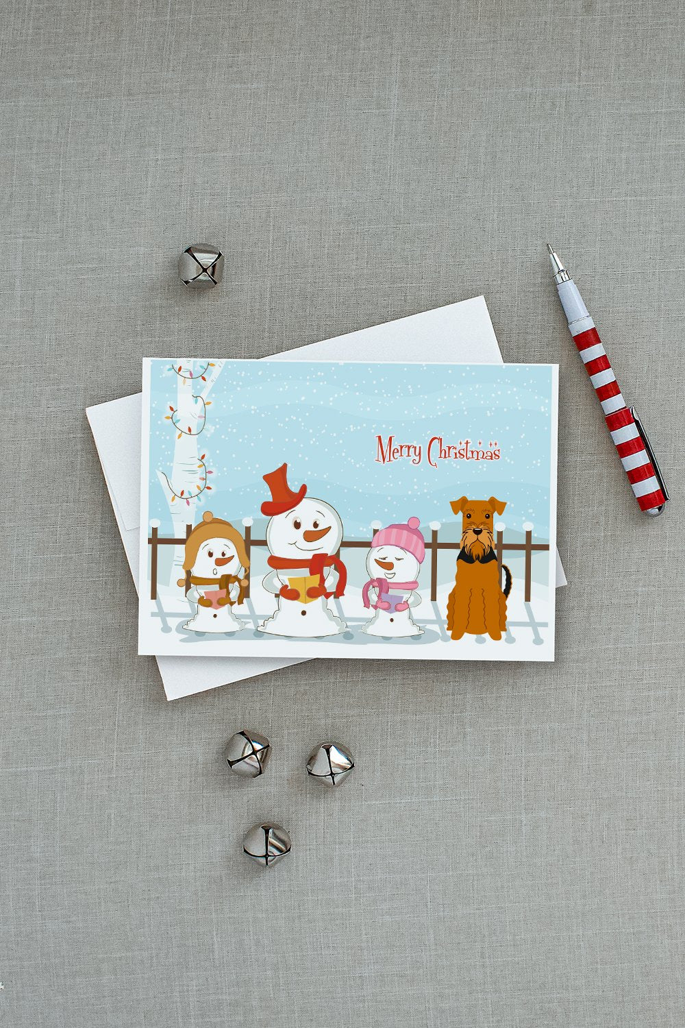 Merry Christmas Carolers Airedale Greeting Cards and Envelopes Pack of 8 - the-store.com