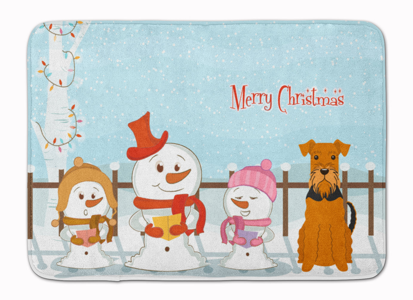 Merry Christmas Carolers Airedale Machine Washable Memory Foam Mat BB2372RUG - the-store.com