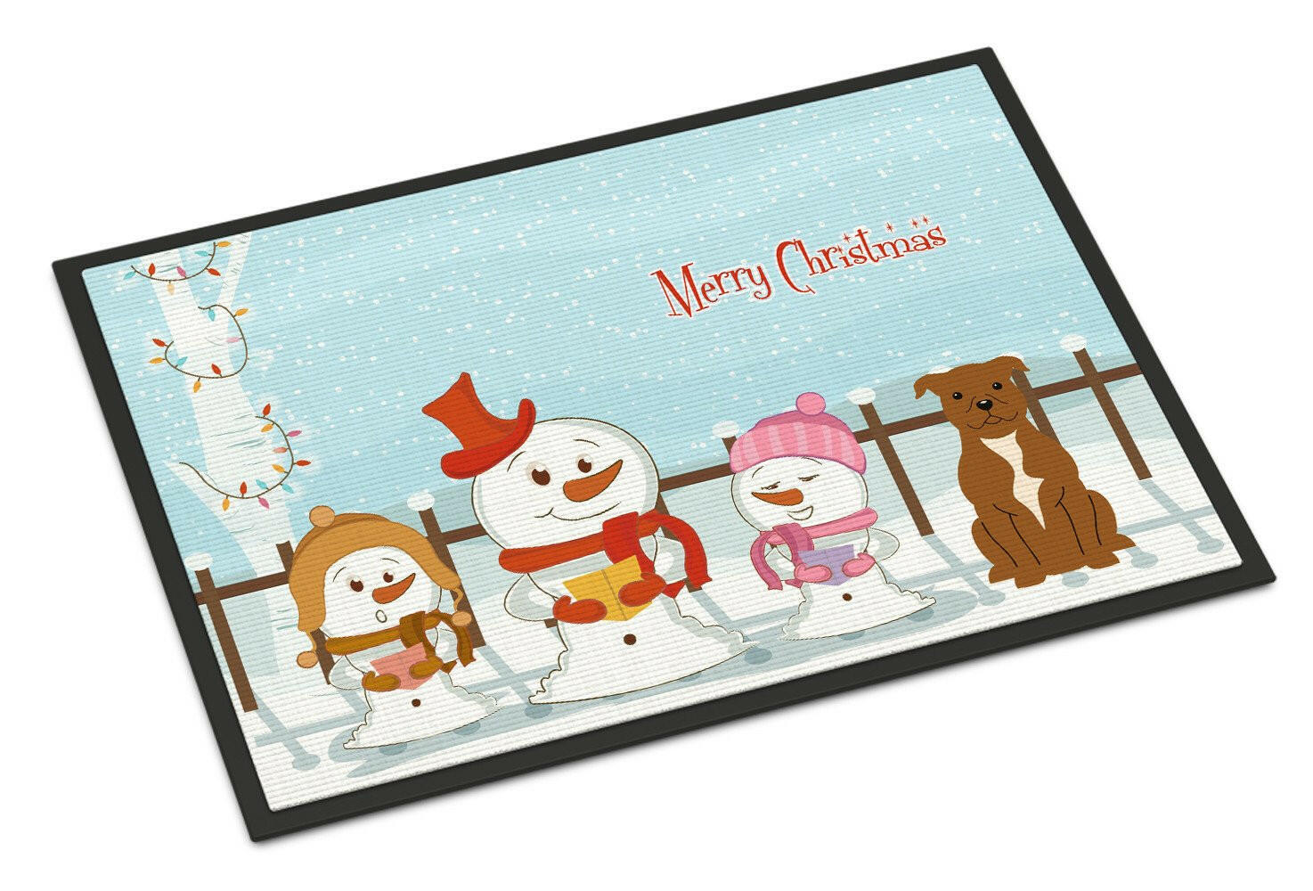 Merry Christmas Carolers Staffordshire Bull Terrier Brown Indoor or Outdoor Mat 24x36 BB2378JMAT - the-store.com