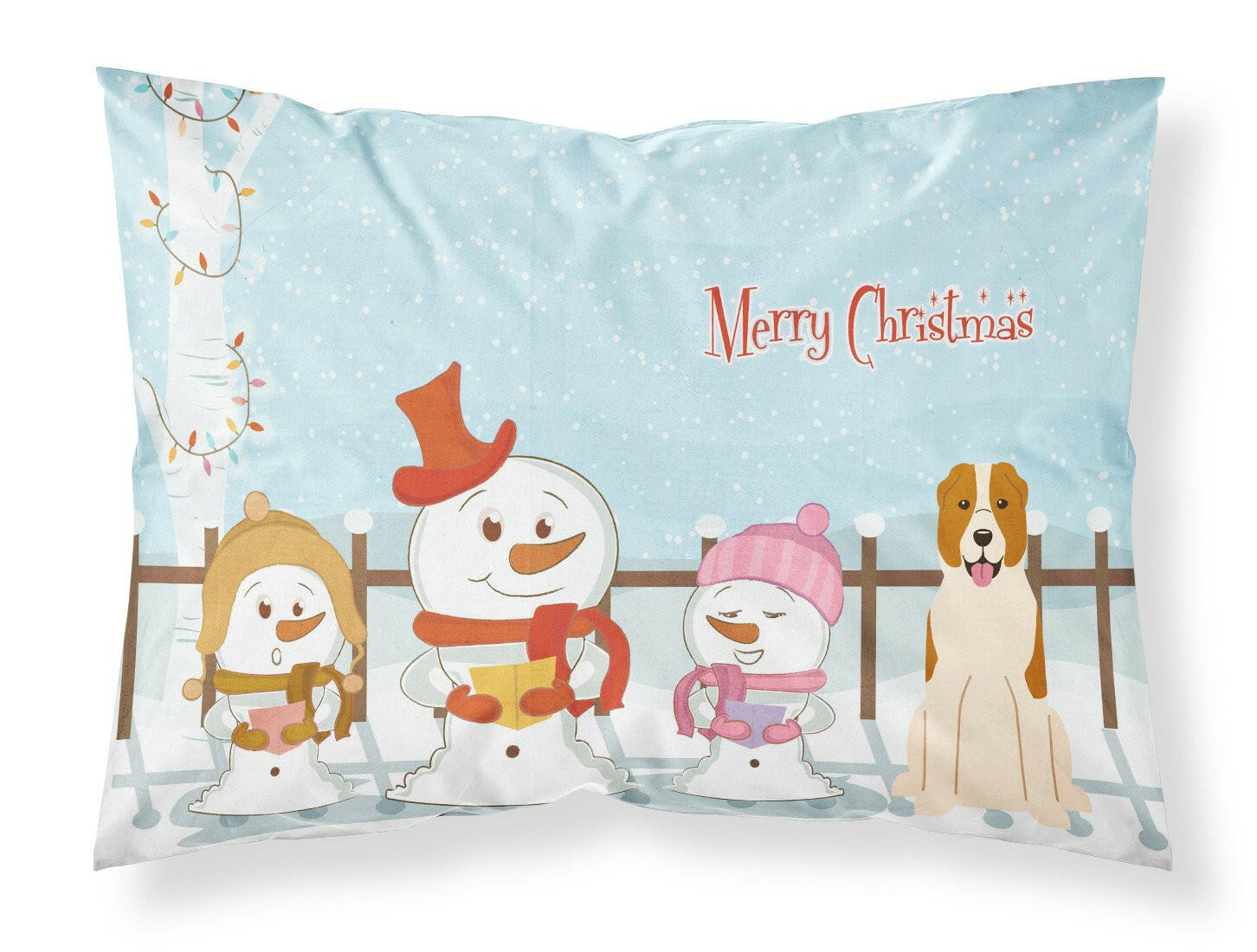 Merry Christmas Carolers Central Asian Shepherd Dog Fabric Standard Pillowcase BB2380PILLOWCASE by Caroline's Treasures