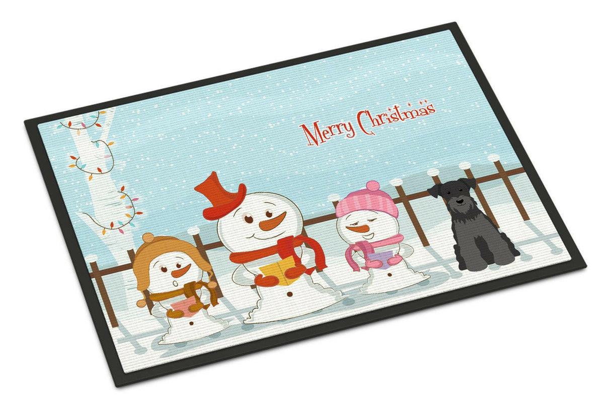 Merry Christmas Carolers Miniature Schanuzer Black Indoor or Outdoor Mat 24x36 BB2382JMAT - the-store.com