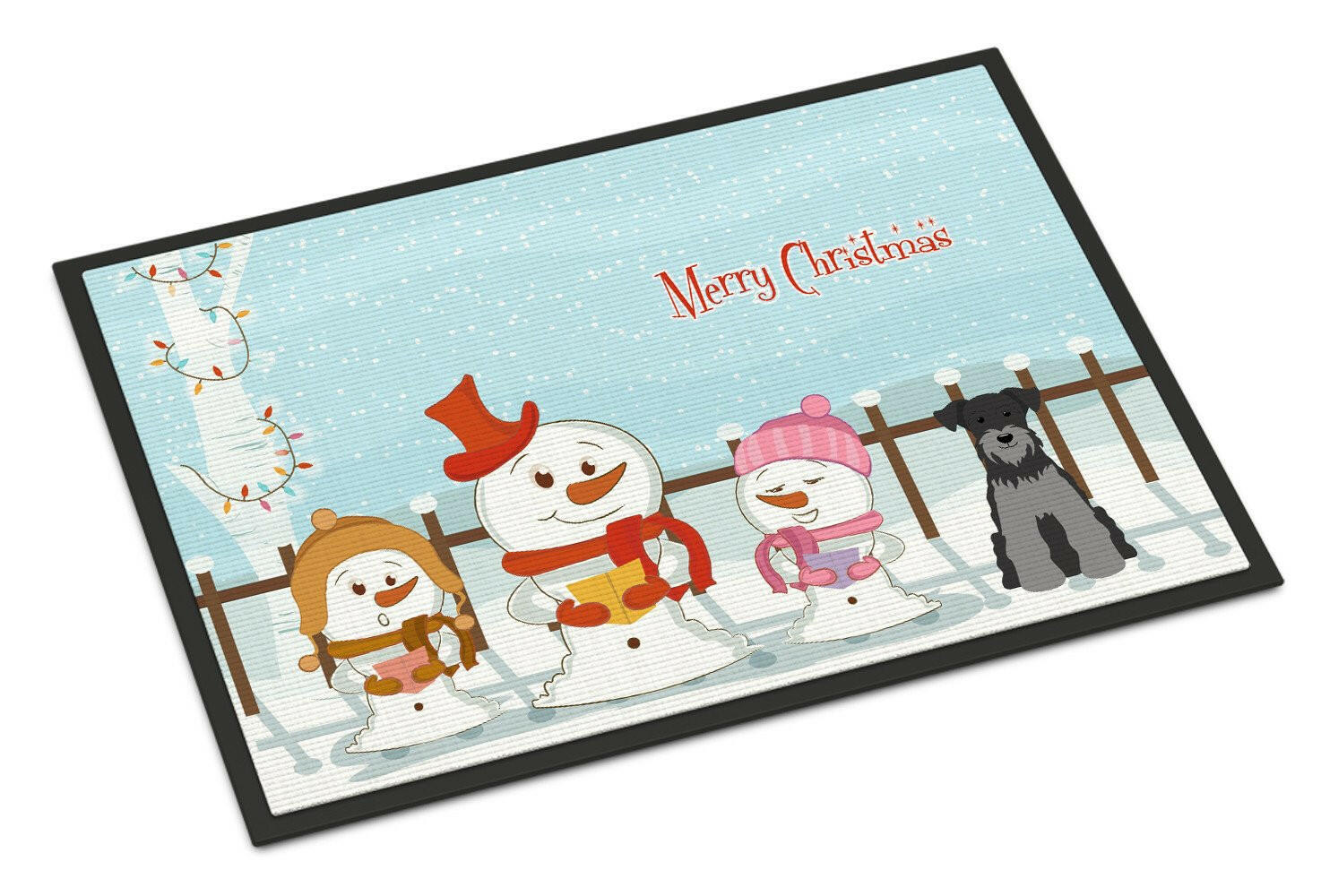 Merry Christmas Carolers Miniature Schanuzer Black Silver Indoor or Outdoor Mat 24x36 BB2383JMAT - the-store.com