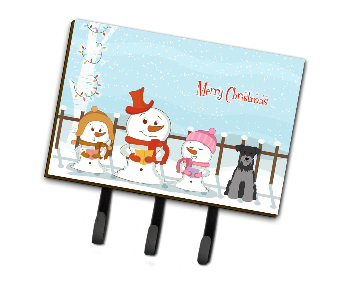 Merry Christmas Carolers Miniature Schanuzer Black Silver Leash or Key Holder BB2383TH68