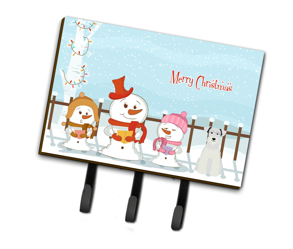 Merry Christmas Carolers Miniature Schanuzer White Leash or Key Holder BB2384TH68