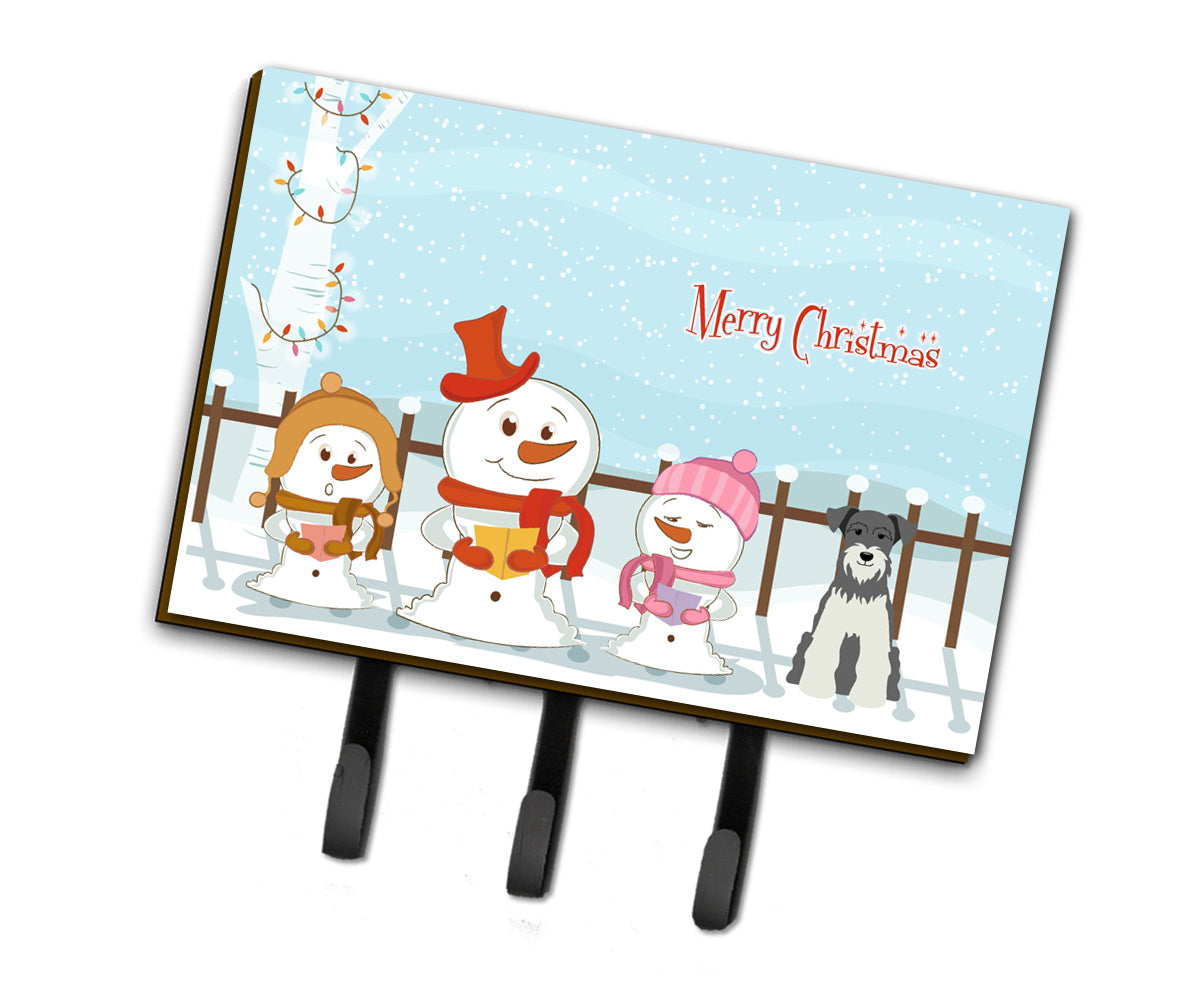 Merry Christmas Carolers Miniature Schanuzer Salt and Pepper Leash or Key Holder BB2385TH68